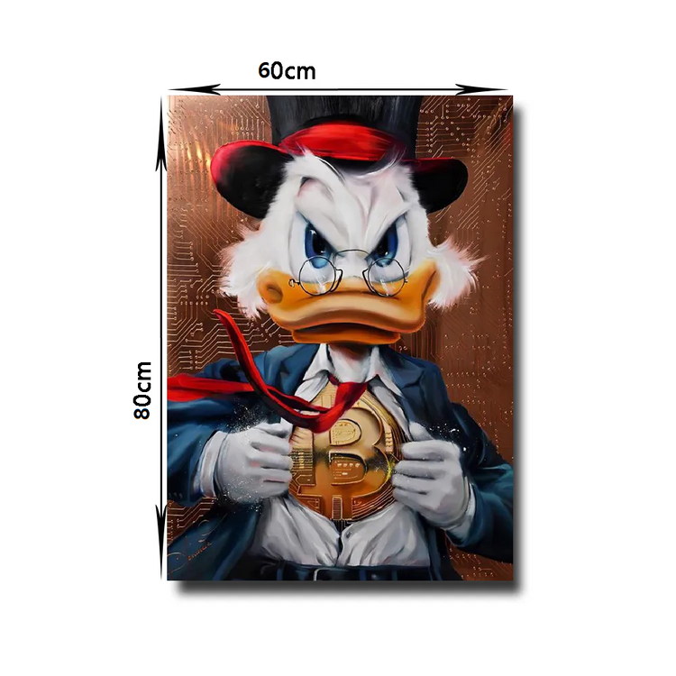 Scrooge Duck and the Golden Bitcoin Canvas Art